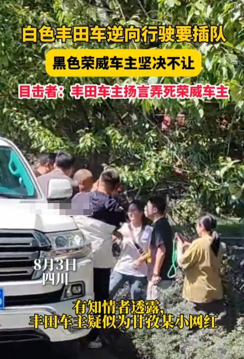 丰田车逆行要插队被拒扬言弄死对方